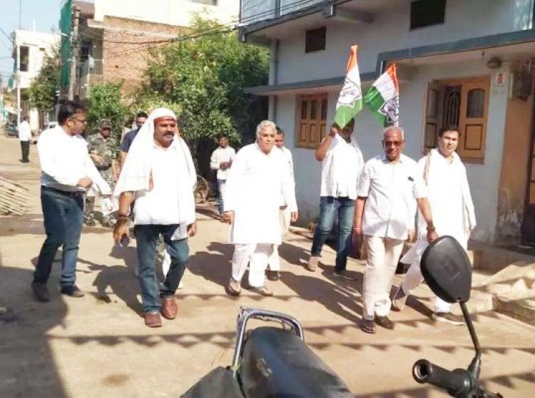 अरुण वोरा लोकसभा प्रत्याशी राजेन्द्र साहू के पक्ष में चिलचिलाती धूप में कर रहे सघन जनसंपर्क