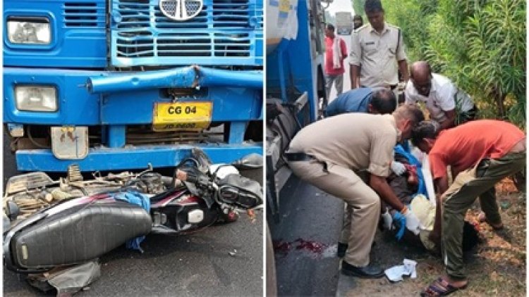 दर्दनाक सड़क हादसा: डीजल टैंकर ने बाइक सवार को मारी टक्‍कर, निचले हिस्‍से में फंसा युवक 100 मीटर तक घसीटता रहा, मौके पर मौत