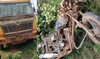 बतौली चिरंगा मोड के पास ट्रक ने बाइक सवार को कुचला मौत