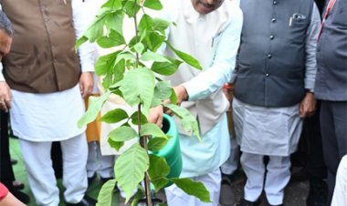 मुख्यमंत्री विष्णु देव साय ने विधानसभा आवासीय परिसर में बेल का पौधा लगाया