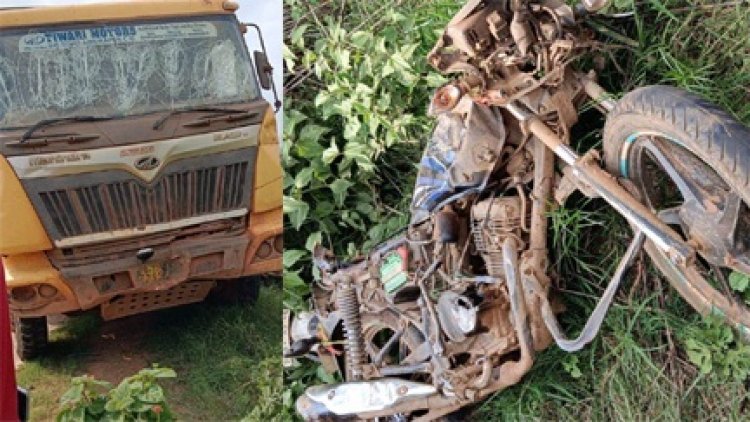 बतौली चिरंगा मोड के पास ट्रक ने बाइक सवार को कुचला मौत