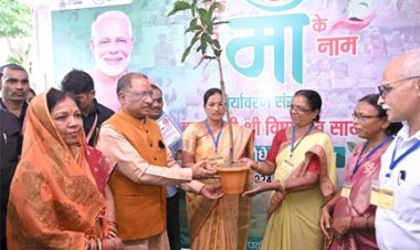 मुख्यमंत्री विष्णुदेव साय ने जशपुर जिले में चल रहे वृहत वृक्षारोपण अभियान के तहत् महतारी वंदन हितग्राही को सौंपा पौधा