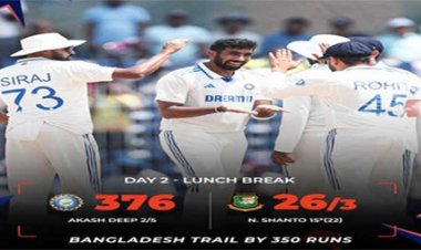 लंच से भारतीय पारी 376 रन पर सिमटी