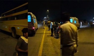 तीर्थ यात्रियों से भरी बस ट्रेलर से टकराई, ड्राइवर की मौत