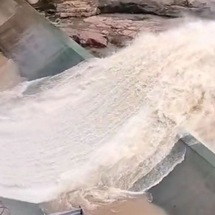 जोहिला डेम का एक गेट खोलकर छोड़ा जा रहा पानी:गेट नंबर 3 को 0.5 मी खोला गया, जिले में 892.1 मिमी बारिश दर्ज।