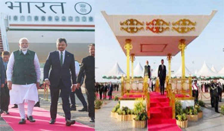 नरेन्द्र मोदी का ब्रुनेई पहुंचने पर भव्य स्वागत