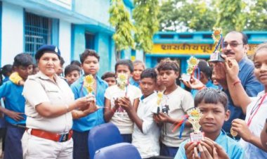 पुलिस स्मृति दिवस पर स्कूल में खेलकूद प्रतियोगिता