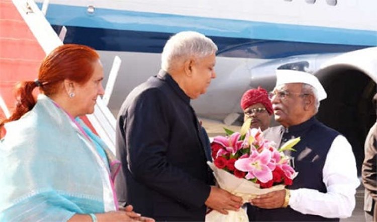 धनखड़ के जयपुर पहुंचने पर बागडे ने की अगवानी