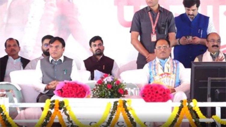 केंद्रीय मंत्री मांडवीया और सीएम विष्णुदेव साय कार्यक्रम स्थल बालाछापर पहुँचे