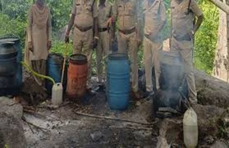 बलरामपुर जिले में 22 लीटर अवैध महुआ शराब और 150 किलोग्राम महुआ लाहन जब्त