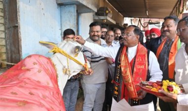गौ-माता की सेवा कर कृषि मंत्री राम विचार नेताम  ने मनाया अपना जन्मदिन