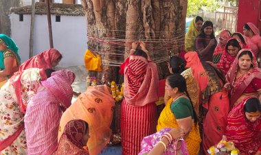 राजगढ़ में दशा माता व्रत पर महिलाओं ने की पूजा:पीपल की परिक्रमा कर लपेटा कच्चा सूत; पेड़ के नीचे बैठकर सुनी कथा