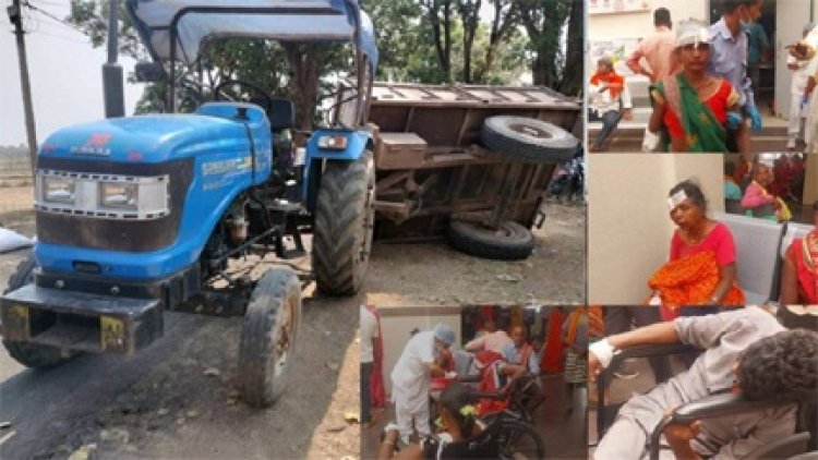 मजदूरों से भरी ट्रेक्टर पलटी, 20 से अधिक गंभीर
