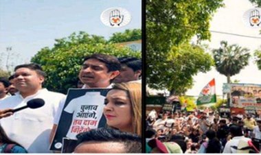 पेट्रोल-डीजल-रसोई गैस के दाम बढ़ाने के विरोध में युवा कांग्रेस का प्रदर्शन
