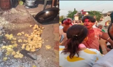 दुकान मालिक पर उड़ेला खौलता तेल, लोगों ने सनकी युवक की जमकर की पिटाई