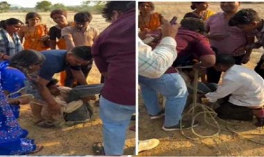 बारातियों ने शरारती युवक को रस्सी से बांधकर की पिटाई