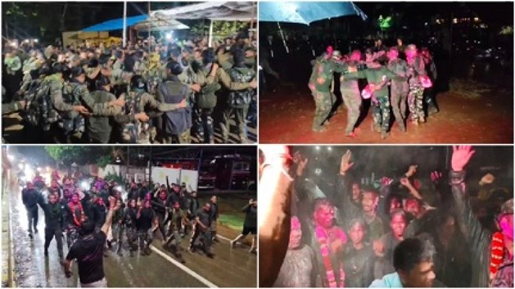 सबसे बड़े माओवादी के मारे जाने पर जवानों ने मनाया जश्न, बरतसे पानी में जमकर नाचे