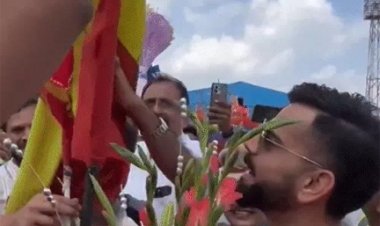 आईपीएल चैंपियन आरसीबी बेंगलुरु पहुंची,एयरपोर्ट पर आतिशी स्वागत