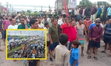 नगर निगम के विरोध में हाइवे पर उतरें लोग, लगा लंबा जाम