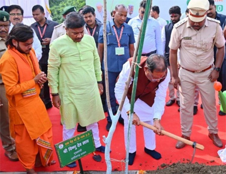 मुख्यमंत्री विष्णु देव साय ने नवीन विधानसभा परिसर में किया पौधरोपण