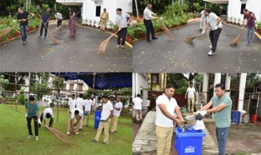 राजभवन परिसर में अधिकारियों-कर्मचारियों ने की साफ-सफाई