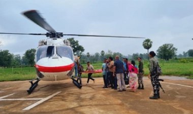 आंगनबाड़ी कार्यकर्ता को हेलीकॉप्टर से किया गया रेस्क्सू