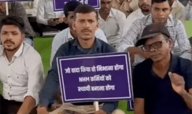 NHM संविदा कर्मियों के प्रदर्शन का एक सप्ताह