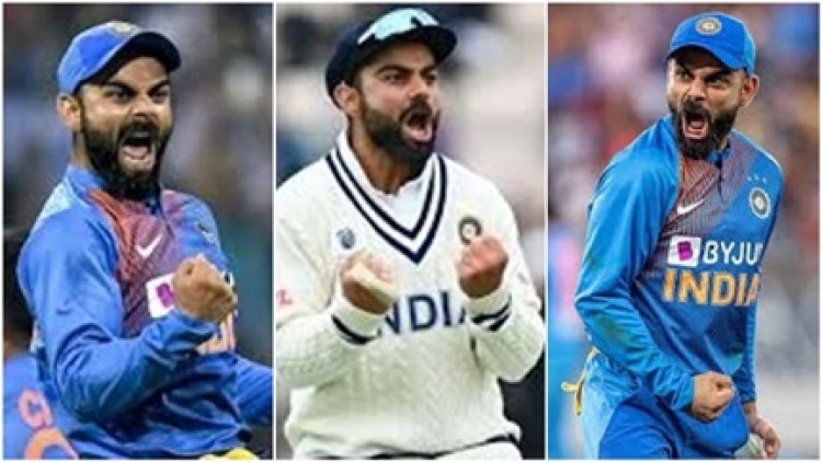 क्रिकेट के मैदान में विराट कोहली की आक्रामक मुद्रा