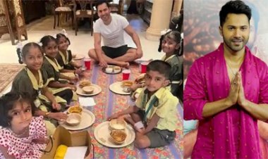 नवरात्र पर वरुण धवन ने किया कन्या पूजन