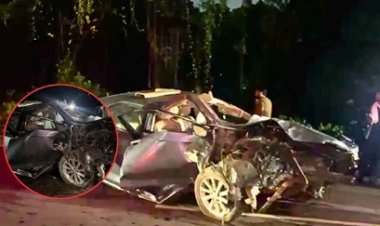 रेलिंग से टकराई तेज रफ्तार कार