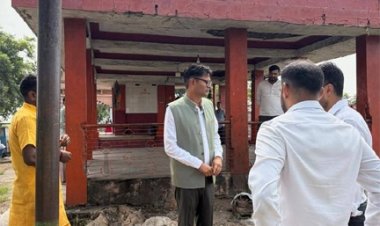 वित्त मंत्री ओ.पी.चौधरी ने किया गजमार पहाड़ के सौंदर्यीकरण कार्यों का निरीक्षण