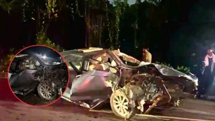 रेलिंग से टकराई तेज रफ्तार कार