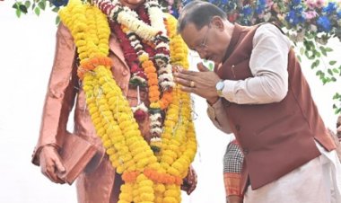 मुख्यमंत्री विष्णुदेव साय ने संविधान दिवस के अवसर पर डॉ. भीमराव अंबेडकर की प्रतिमा पर माल्यार्पण कर किया नमन