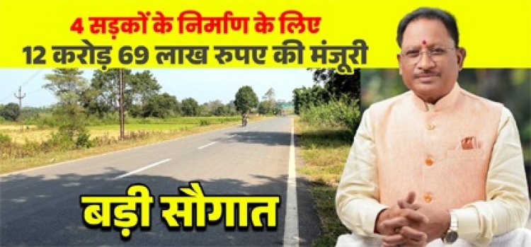 मुख्यमंत्री विष्णुदेव साय की बड़ी सौगात: जशपुर की 4 प्रमुख सड़कों के लिए 12.69 करोड़ रू. मंजूर, क्षेत्रवासियों ने जताया आभार