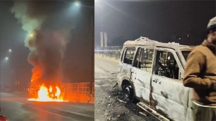 खमतराई ओवरब्रिज पर चलती स्कॉर्पियो में लगी आग