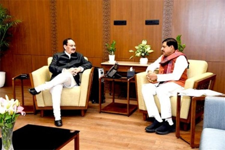 मुख्यमंत्री डॉ. यादव ने नई दिल्ली में केन्द्रीय स्वास्थ्य मंत्री नड्डा से की सौजन्य भेंट