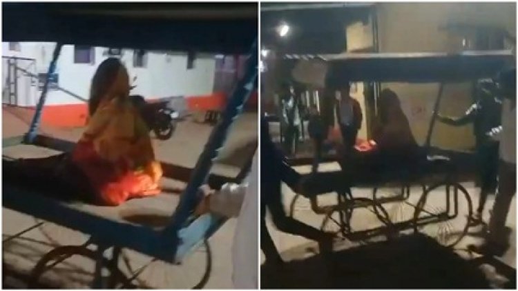 हाथ ठेला से बुजुर्ग महिला को लेकर पहुंचे अस्‍पताल, वीडियो हो रहा वायरल