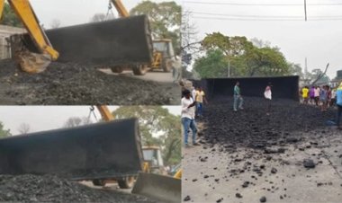 खौफनाक दुर्घटना: ट्रेलर की चपेट में आई बाइक, तीन युवकों की मौके पर मौत