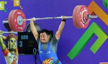 खेलो इंडिया ट्राइबल गेम्स 2026 : भारोत्तोलन के 94 किलोग्राम पुरुष वर्ग में अरुणाचल के लालू ताकू ने मारी बाजी