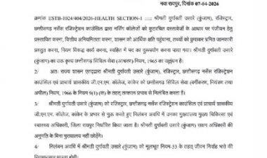 छत्तीसगढ़ नर्सिंग काउंसिल की रजिस्टर निलंबित, विभाग ने जारी किया आदेश