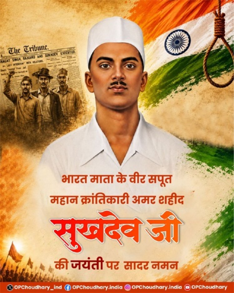 ’अमर शहीद सुखदेव की जयंती पर वित्त मंत्री ओपी चौधरी ने अर्पित की भावभीनी श्रद्धांजलि’