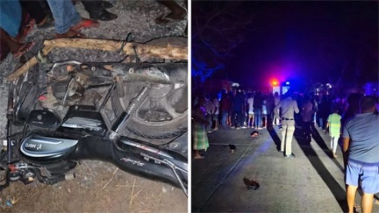 सड़क हादसे में दो युवकों की मौत, आक्रोशित ग्रामीणों ने किया लंबा जाम