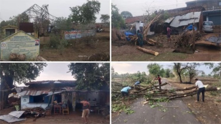 बालोद में तूफान का तांडव, 150 फीट टावर गिरा