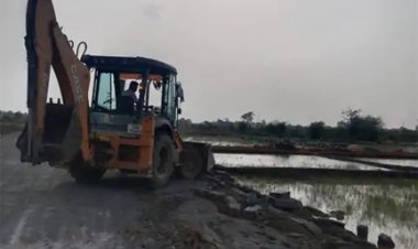 पंडरी में निगम का एक्शन, अवैध पाटों पर चला बुलडोजर
