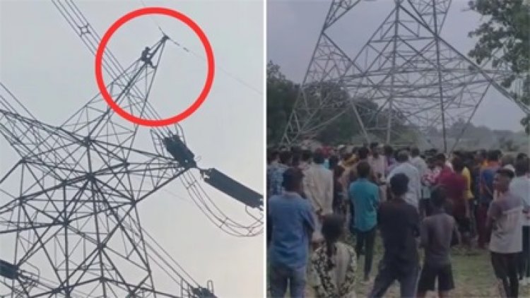 बलरामपुर में हाईटेंशन टावर पर हाई वोल्टेज ड्रामा