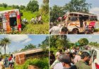 बस पलटने से मचा हड़कंप, 25 से ज्यादा घायल