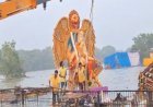 महादेव घाट पहुंचीं शहर की बड़ी गणेश प्रतिमाएं, विसर्जन शुरू