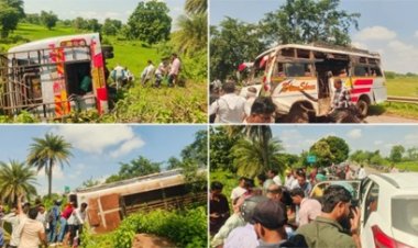 बस पलटने से मचा हड़कंप, 25 से ज्यादा घायल