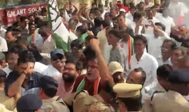 कांग्रेसियों का कलेक्ट्रेट घेराव, पुलिस से झड़प