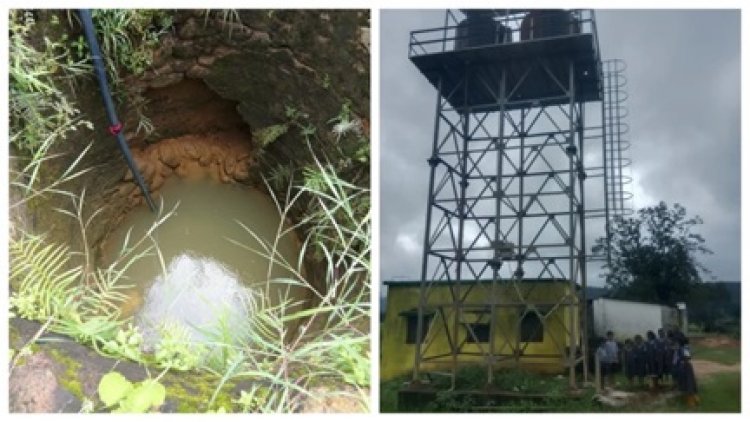 धंसे कुएं से पानी भरने को मजबूर बच्चे
